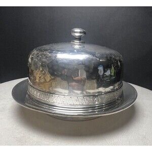 Antique Wilcox Silver Plate Co Ice Cooled Butter Dish #168 Hammered Dome c.1900